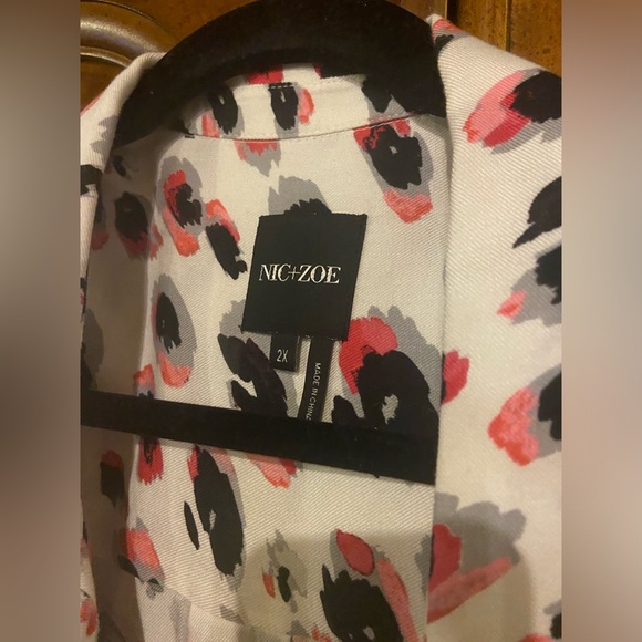 NIC + ZOE POLKA DOT SPOTTED WHITE BLACK PEACH 2X BLOUSE - Picture 4 of 4